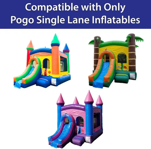 Vista 9 de Pogo Bounce House Accesorio de piscina azul húmedo o seco para unidades combinadas cruzadas 8 pies x 6 pies Solo compatible con inflables Pogo