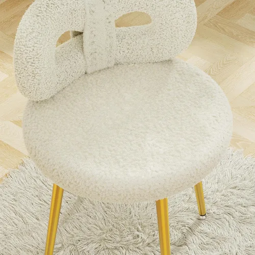 Vista 6 de ROOMTEC Silla de tocador giratoria con respaldo, silla de escritorio tapizada para niñas, tocador moderno para dormitorio, sala de estar