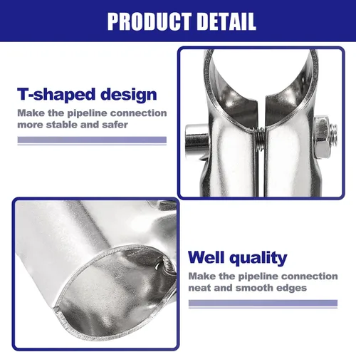 Vista 3 de uxcell Conector de tubería estructural, abrazaderas de tubería de unión de 180 grados de 2 vías, 10 juegos de rieles de esquina de acero inoxidable
