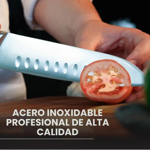 Vista 3 de MasterChef - Juego de cuchillos de chef con bolsa, juego de rollo de cuchillos con 5 cuchillos de cocina de calidad profesional para cocina precisa