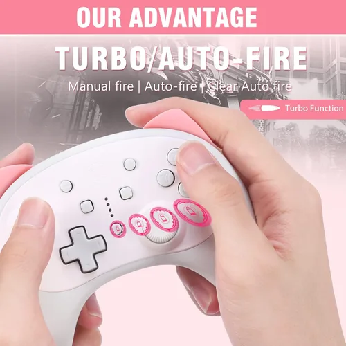 Vista 2 de IINE Cat Controller for Nintendo Switch Cute Wireless Pro ControllerKawaii Game AccessoriesWhite