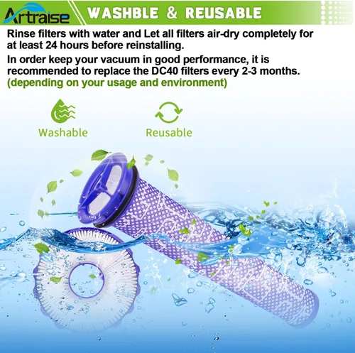 Vista 6 de Artraise Kits de filtros para reemplazo de filtro Dyson DC40, 3 filtros HEPA postmotor y 3 filtros premotores, compatible con aspiradoras Dyson