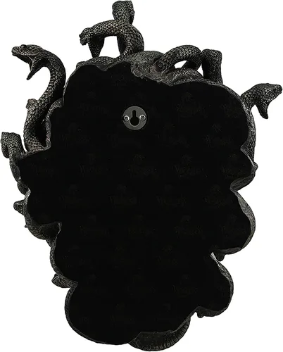 Vista 3 de JFSM INC. Cabeza de acabado de bronce de Medusa la escultura griega de la pared de la resina de la serpiente de la gorgona 14,5 pulgadas de alto
