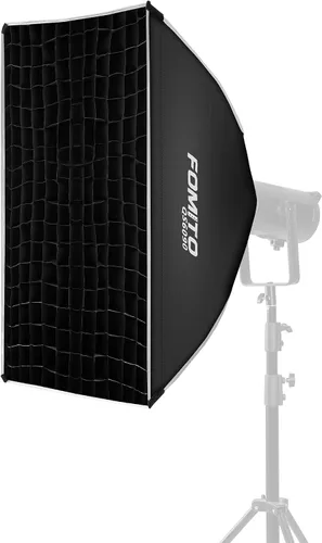 Vista 10 de FOMITO Caja de luz rectangular de liberación rápida de 11.8 x 47.2 pulgadas, caja de luz rectangular de montaje Bowens con rejilla de haz