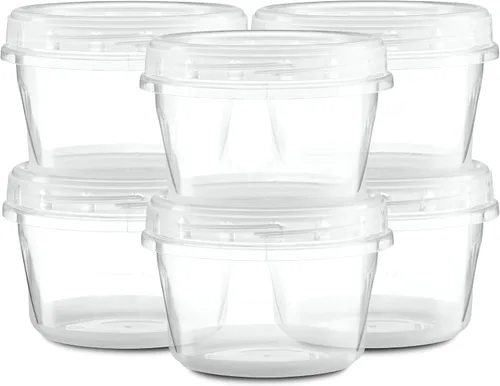 Vista 11 de ELEGANT DISPOSABLES Paquete de 10 recipientes transparentes con tapa giratoria de 4 onzas, con tapas roscadas en la parte superior