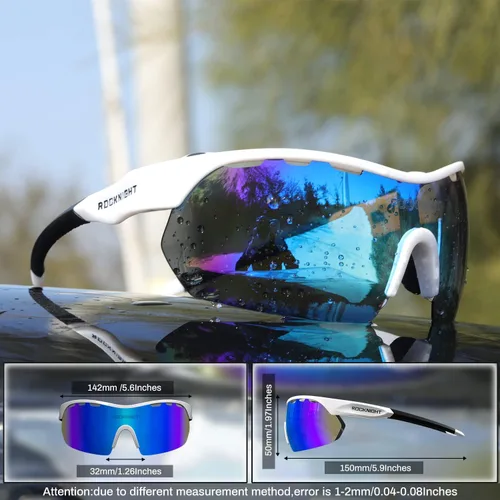Vista 2 de ROCKNIGHT Gafas de sol deportivas polarizadas de alta definición, ciclismo, conducción, béisbol, exteriores, ultraligeras TR90, marco grande