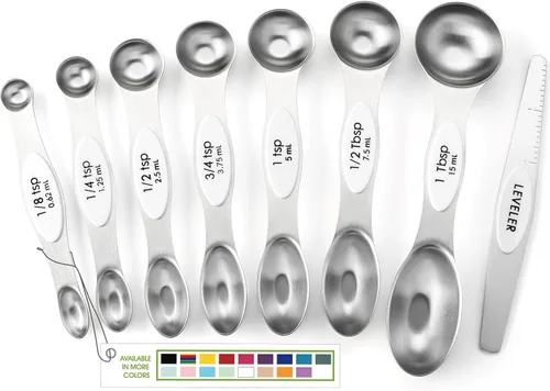 Vista 40 de Spring Chef Juego de cucharas medidoras magnéticas de acero inoxidable con imanes N45 fuertes, accesorios de cocina de metal resistente para hornear