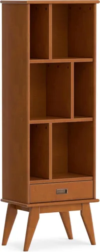 Vista 10 de SIMPLIHOME Draper - Estantería de madera maciza de 64 pulgadas de alto Rubio