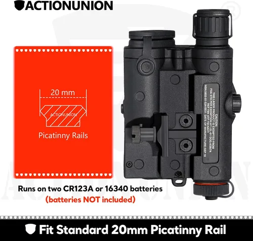Vista 6 de ACTIONUNION Airsoft PEQ-15 - Láser IR + láser rojo visible + linterna LED blanca Visible Red Laser + Invisible IR Laser + LED Flashlight, with