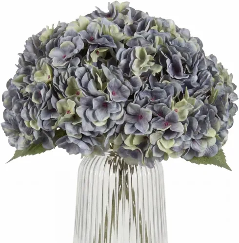 Vista 26 de 2 ramos de flores artificiales de hortensias de seda negra de 20 pulgadas