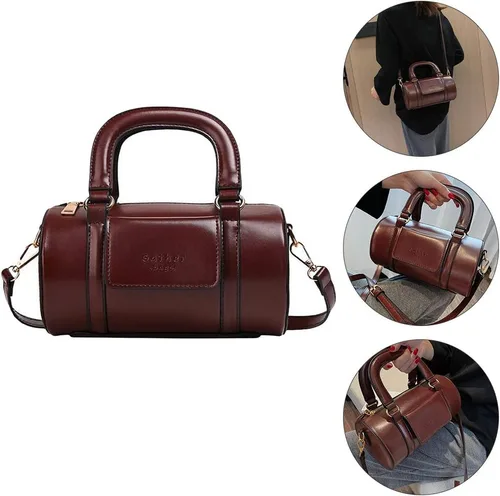 Vista 7 de ValiCLUD - Bolsa de moda para bolso retro con forma de cilindro Burdeos 482
