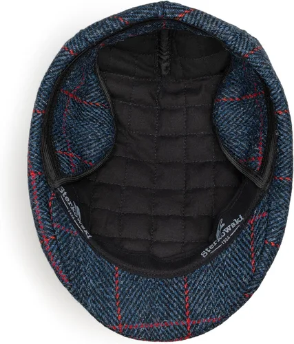Vista 5 de Sterkowski Norte Harris Tweed Gorra plana para hombre y mujer Gorra tradicional cálida con orejeras plegables Azul Check
