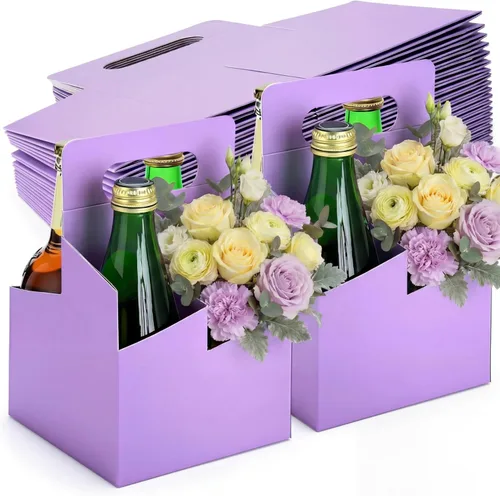 Vista 12 de Jetec 50 piezas Portador de bebidas de 4 tazas con asa, portador de cerveza de cartón kraft, portavasos desechable para bebidas calientes o frías