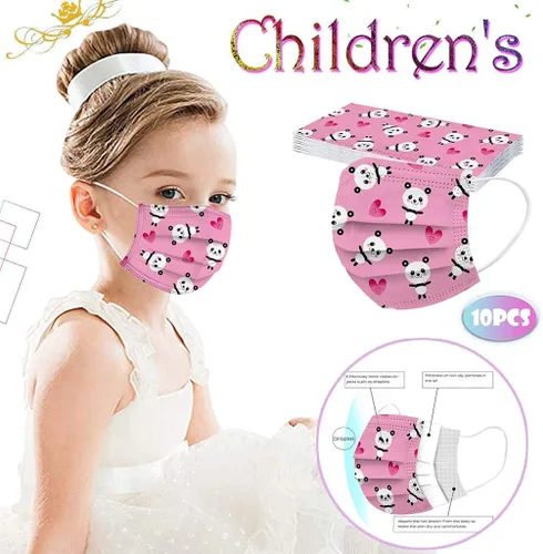 Vista 3 de 50 máscaras faciales para niños, 3 capas, no tejidas, transpirables, para niños y niñas, al aire libre, escuela