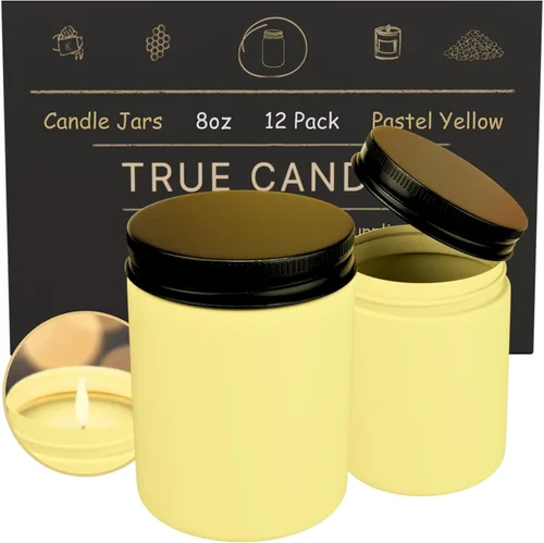 Vista 10 de Tarros de 7 onzas – Tarros de velas vacíos para hacer velas – Tarro de vela a granel – Tapas de tarros de vela de vidrio – Recipientes de velas