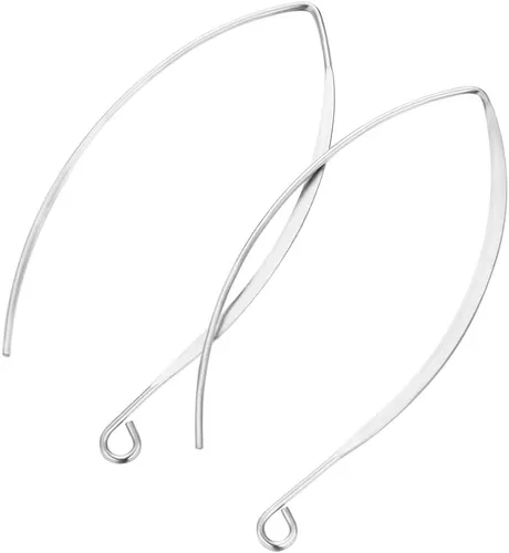 Vista 2 de 20 piezas Adabele 316 Grado Acero Quirúrgico Hipoalergénico Ganchos para Pendientes Planos en Forma de Marquesa de 45mm de Largo con Forma de V