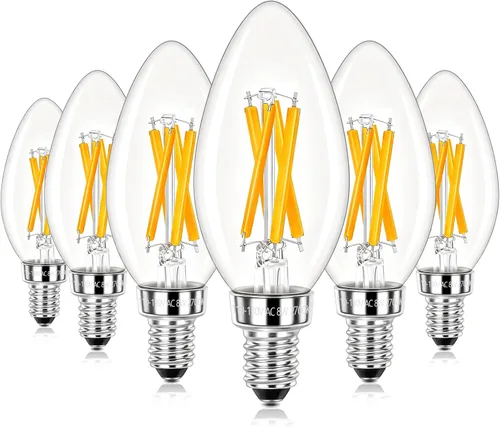 Vista 21 de Bombillas LED E12 para candelabros equivalentes a 40 vatios, bombillas vintage de 4 W regulables, bombilla ámbar blanco cálido de 350 lúmenes de luz
