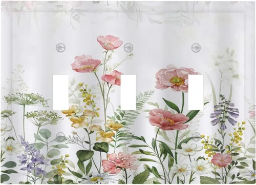 Vista 104 de Cubiertas de Enchufe Dúplex de 1 Gang con Hojas Florales de Eucalipto Azul en Acuarela, Placa Frontal Decorativa para Interruptor de Luz, Placa