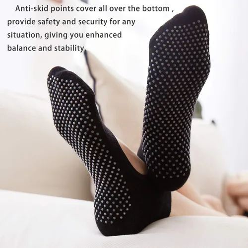 Vista 4 de Cooque - Calcetines de yoga antideslizantes para pilates con puños para mujer