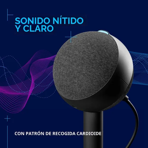 Vista 3 de Micrófono condensador RGB gaming Logitech G Yeti Orb con LIGHTSYNC, micrófono USB para streaming, cardioide para PC/Mac - Negro