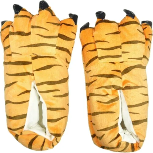 Vista 6 de MizHome Pantuflas unisex de garra de animal de tacto suave para el hogar, ideales para disfraces Negro