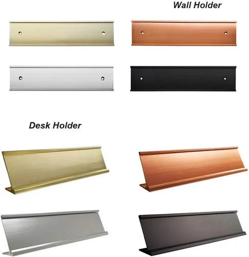 Vista 5 de Placas de identificación personalizadas de aluminio para oficina, impresión en caliente, añade imagen con logotipo, placas de nombre personalizadas