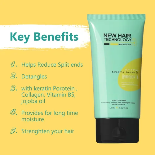 Vista 5 de Acondicionador ligero sin enjuague de proteína de queratina para colágeno seco dañado, reparación profunda, tubo acondicionador de cabello
