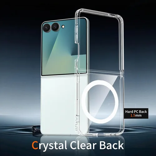 Vista 7 de Funda magnética transparente para Galaxy Z Flip 8 / Z Flip 7, compatible