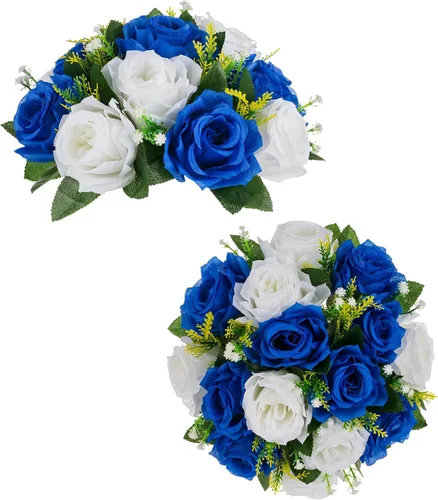 Vista 36 de BLOSMON Bolas de Flores para Bodas, Centros de Mesa de Rosas, 2 Piezas, Flores Artificiales Negras, Bolas Florales Colgantes, Decoración de Arreglos