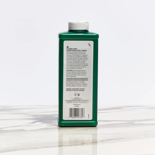 Vista 6 de Clubman Reserve Whiskey Woods Finest Powder - Polvo corporal clásico para hombres, control de humedad y olor, aroma a madera de whisky de barbería