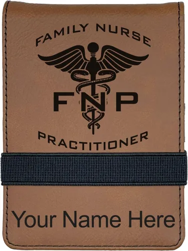 Vista 15 de Mini bloc de notas, FNP Family Nurse Practicer, grabado personalizado incluido (negro con dorado)