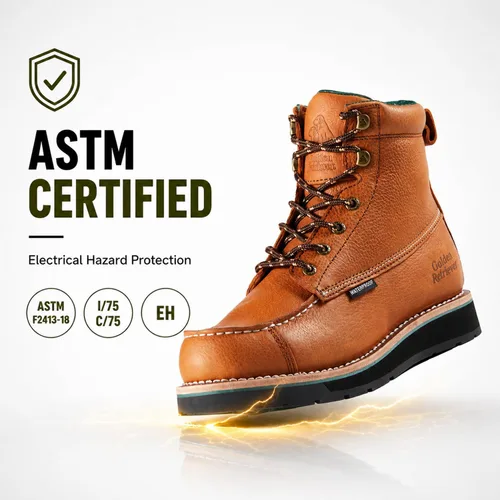Vista 3 de Golden Retriever 6" Botas de trabajo con punta compuesta/blanda para hombre, con cuña impermeable tipo mocasín, resistentes al aceite/deslizamiento