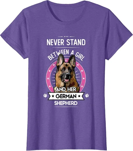 Vista 7 de Never Stand Between A Girl and Her German Shepherd T-Shirt Asphalt Grey