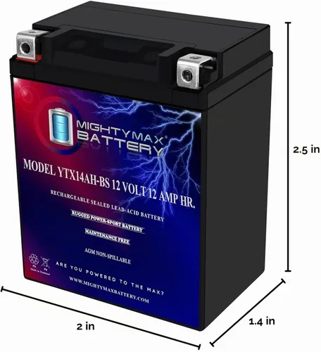 Vista 8 de Mighty Max Battery Batería YTX14AH 12V 12AH para Yamaha 350 YFM35F, U Big Bear '87-'99