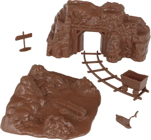 Vista 6 de BMC Classic Marx Western Gold Mine Plastic Cowboys Army Men Playset Accesorios Gris carbón