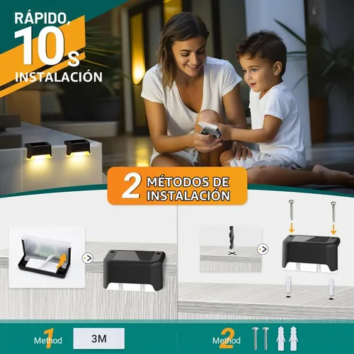 Vista 5 de SOLPEX - Luces solares para cubierta al aire libre, impermeables, paquete de 12 unidades, luces LED para escalones, terraza, vallas, patios