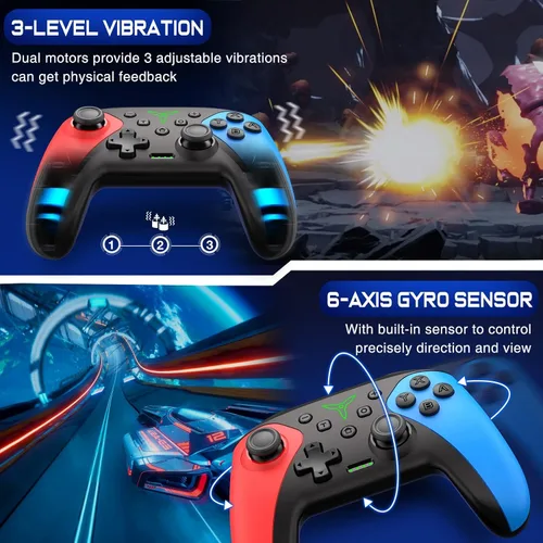 Vista 5 de Controlador de interruptor inalámbrico para Nintendo SwitchLiteOLED, controlador de interruptor con una sensación táctil del mouse en los botones