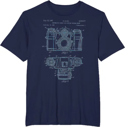 Vista 12 de Fotografía amante regalo cámara vintage esquema camiseta Negro