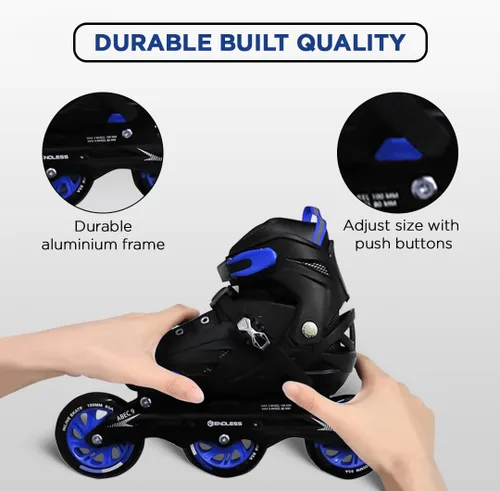 Vista 4 de Endless EL1033 Inline Adjustable Skates Aluminium Chassis and 100 mm PU Three Wheels with ABEC 9 Bearings Indoor and Outdoor