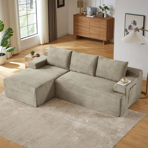 Vista 41 de Cloud Sofá modular moderno de 108 pulgadas con asiento profundo, sofás de pana sin hueso con diván en forma de L para sala de estar, no requiere