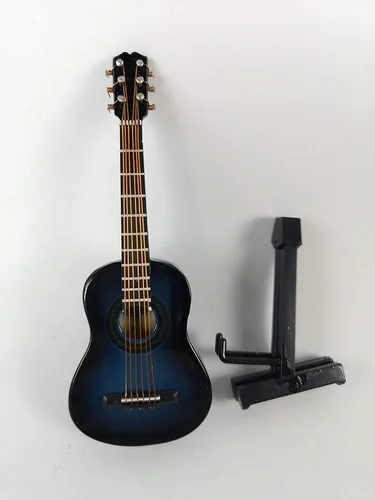 Vista 2 de ALANO Modelo de guitarra en miniatura azul adornos de instrumentos musicales adorno de guitarra decoración del hogar (G-N-10)