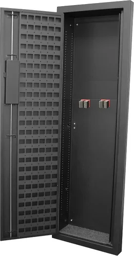 Vista 4 de Bóveda táctica para armario, color negro plano en pared, caja fuerte para pistola y equipo táctico, esta caja fuerte proporciona seguridad