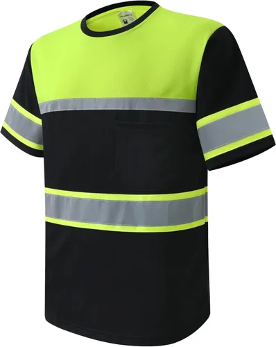 Vista 9 de Camisas de seguridad HoliSecure para hombre, camisas polo reflectantes de alta visibilidad para hombre con bolsillo, ropa de trabajo de manga corta