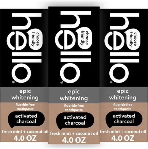 Vista 10 de hello Epic Whitening Pasta de Dientes de Carbón Sin Flúor, Pasta de Dientes de Carbón Activado con Aceite de Coco, Blanquea los Dientes