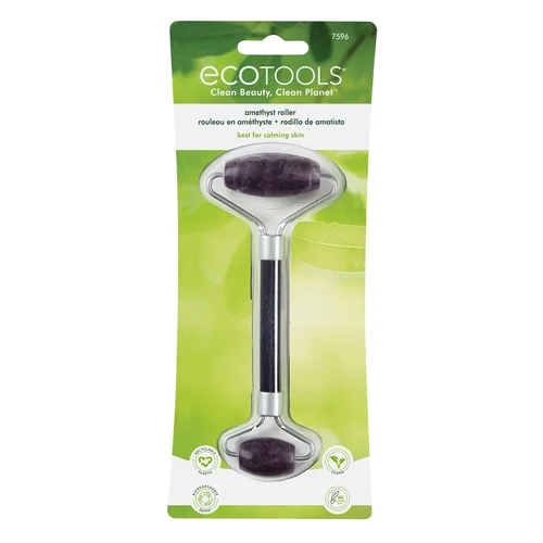 Vista 2 de EcoTools Rodillo facial de amatista, rodillo facial y masajeador de piedra real, herramienta para el cuidado de la piel y esculpir, reduce