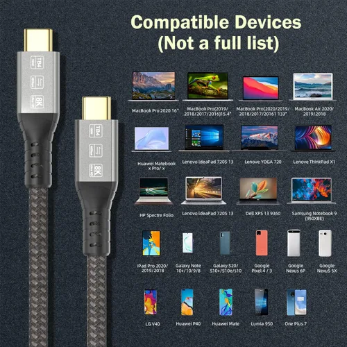 Vista 5 de Cable USB 4 para Thunderbolt 4 40Gbps 8K a 60Hz PD 100W 6.6ft