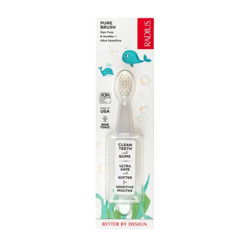 Vista 2 de RADIUS Cepillo de dientes para niños, ultra suave, sin BPA, aceptado por la ADA, diseñado para dientes delicados para niños de 6 meses en adelante