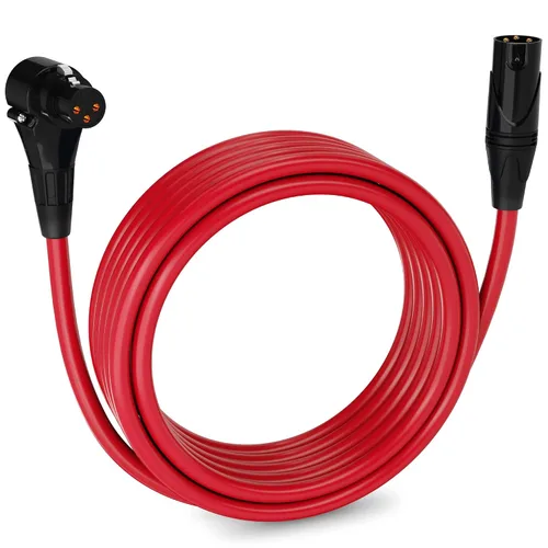 Vista 51 de LyxPro Cable de micrófono XLR hembra a macho de ángulo recto de 3 pines de 1.5 pies para altavoces amplificados, interfaz de audio, rendimiento