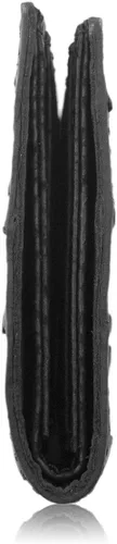 Vista 3 de Cartera plegable de piel auténtica de avestruz hecha a mano Negro