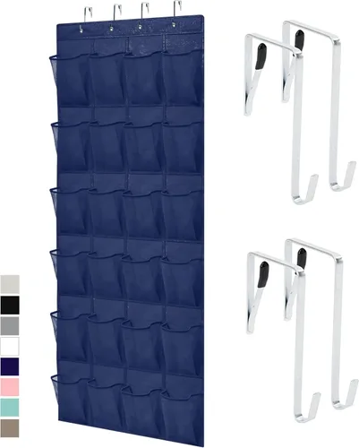 Vista 15 de Gorilla Grip - Zapatero para colgar en la puerta, 24 bolsillos de malla para sostener hasta 40 libras, organizador para parte trasera del armario